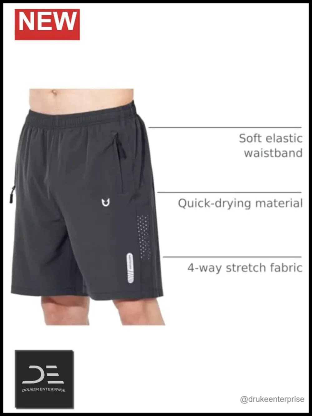 Men's Athletic Running Shorts with Zipper Pockets Quick Dry Lightweight